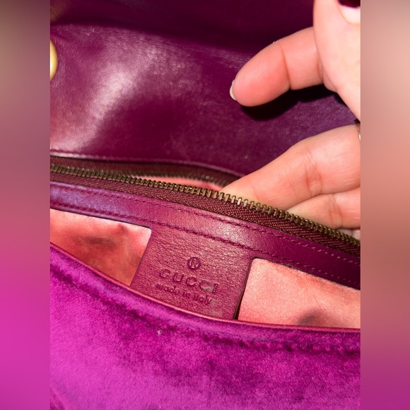 Purple Velvet Gucci Marmont Bag in Medium - Picture 5 of 6